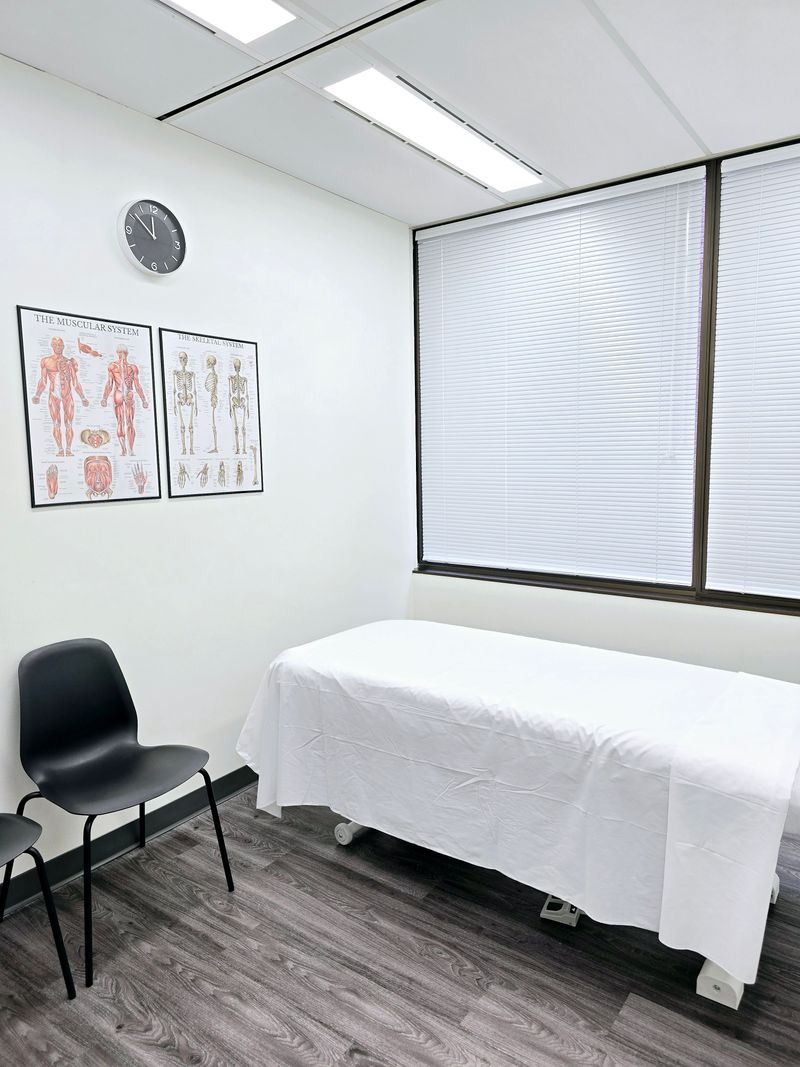 Treatment room with anatomical posters