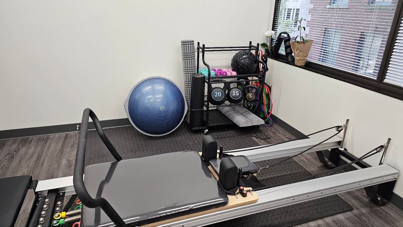 Pilates reformer equipment in the clinic